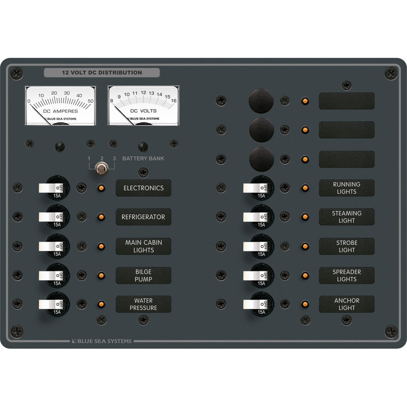 Blue Sea 8068 DC 13 Position Toggle Branch Circuit Breaker Panel - White Switches