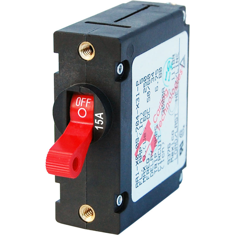 Blue Sea 7209 AC - DC Single Pole Magnetic World Circuit Breaker  -  15 Amp