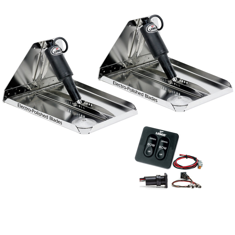 Lenco 16" x 12" Heavy Duty Performance Trim Tab Kit w-Standard Tactile Switch Kit 12V