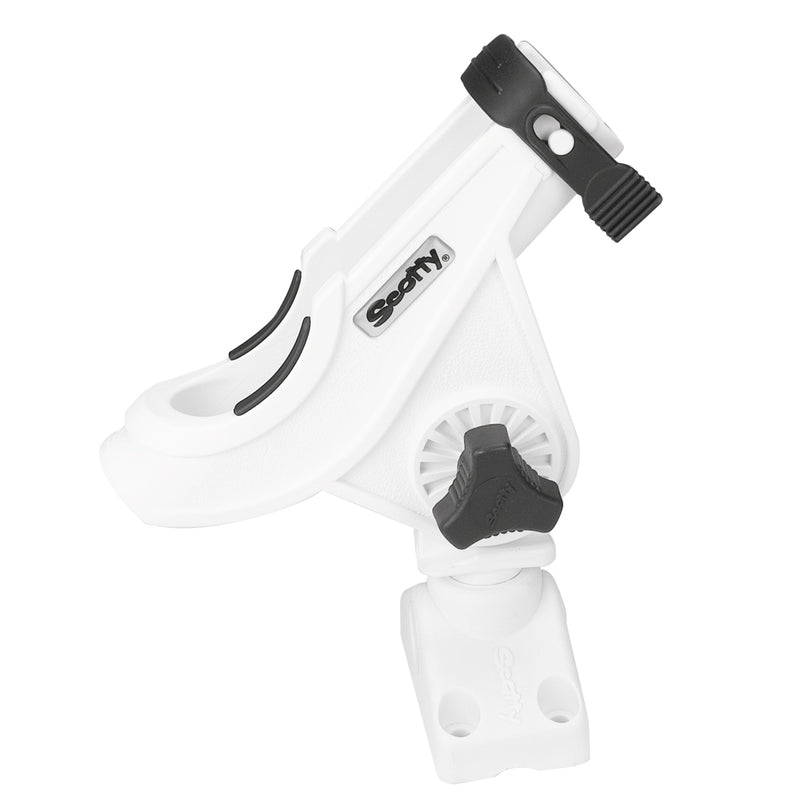 Scotty 280 Bait Caster-Spinning Rod Holder w-241 Deck-Side Mount - White