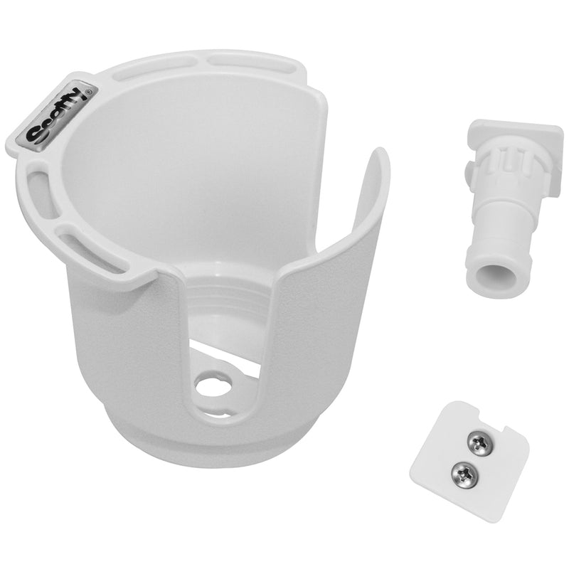 Scotty 311 Drink Holder w-Bulkhead-Gunnel Mount & Rod Holder Post Mount - White