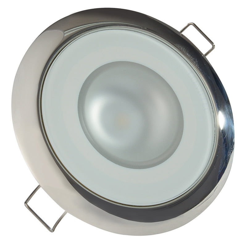 Lumitec Mirage - Flush Mount Down Light - Glass Finish-Polished SS - 4-Color Red-Blue-Purple Non Dimming w-White Dimming