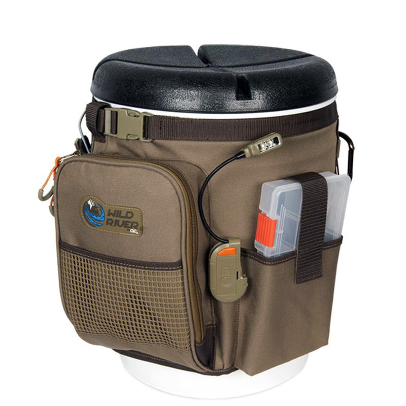 Wild River RIGGER 5 Gallon Bucket Organizer w-Lights, Plier Holder & Lanyard, 2 PT3500 Trays & Bucket w-Seat