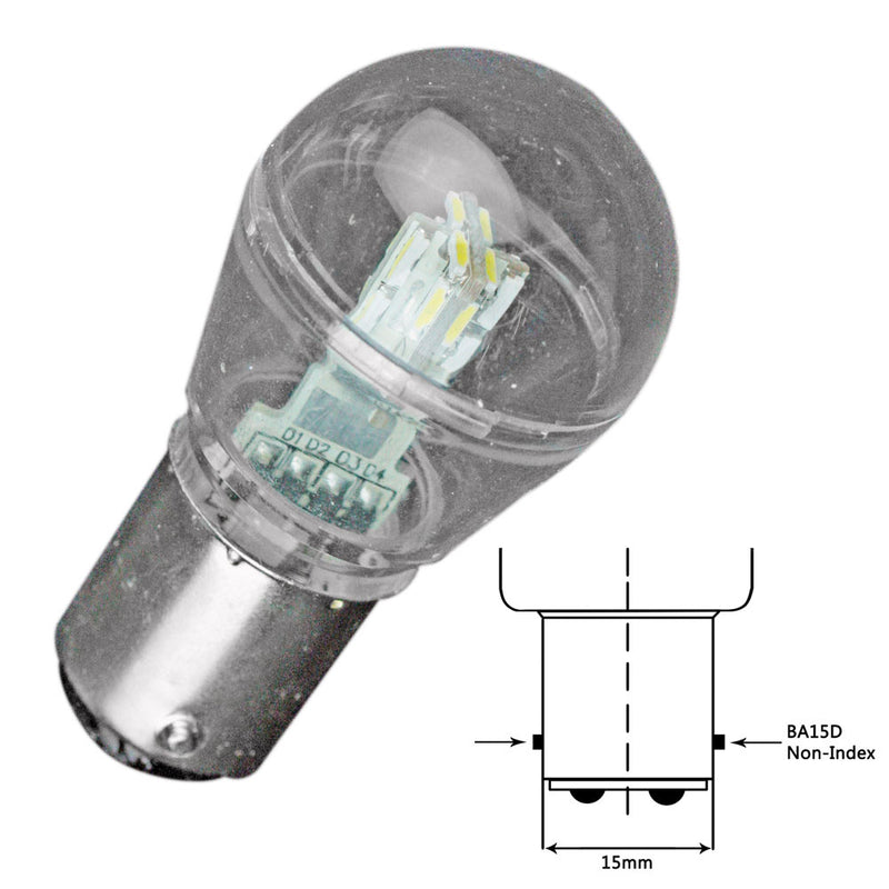 Lunasea Bayonet LED Bulb BA15D - 10-30VDC-1W-105 Lumens - Cool White