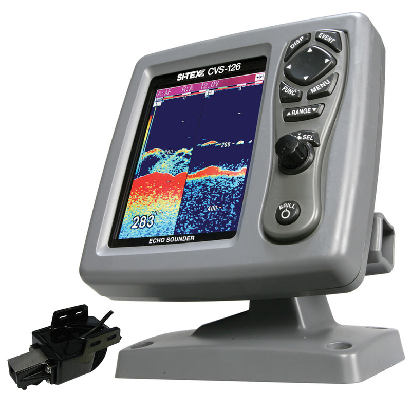 SI-TEX CVS-126 Dual Frequency Color Echo Sounder w-Transom Mount Triducer 250-50-200ST-CX