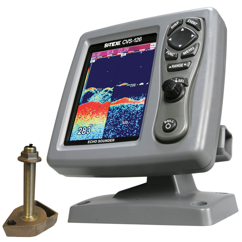 SI-TEX CVS-126 Dual Frequency Color Echo Sounder w-600kW Thru-Hull Transducer 1700-50-200T-CX