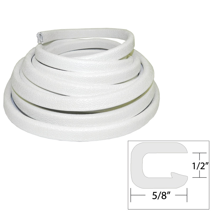 TACO Flexible Vinyl Trim - ½" Opening x ⅝"W x 25'L - White