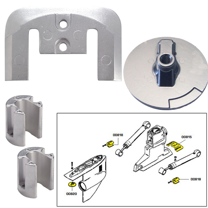 Tecnoseal Anode Kit w-Hardware - Mercury Bravo 2-3 - Aluminum