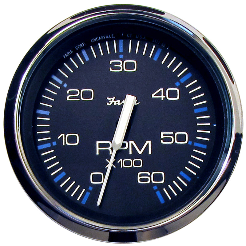 Faria Chesapeake Black 4" Tachometer - 6000 RPM (Gas) (Inboard & I-O)