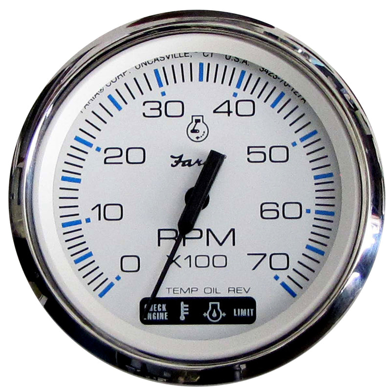 Faria Chesapeake White SS 4" Tachometer w-Suzuki Monitor - 7000 RPM (Gas) (Suzuki Outboard)