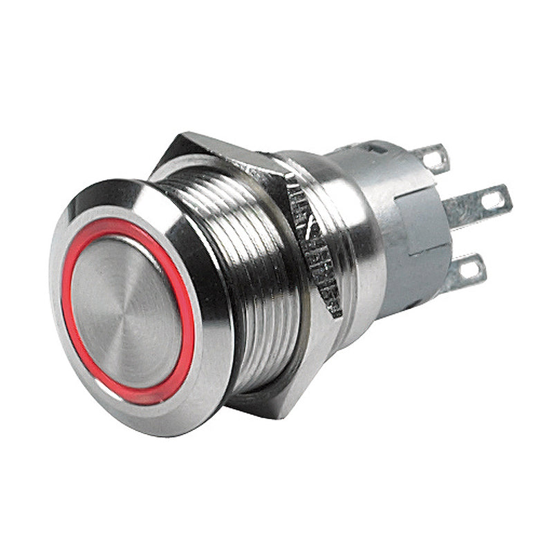 Marinco Push Button Switch - 24V Latching On-Off - Red LED