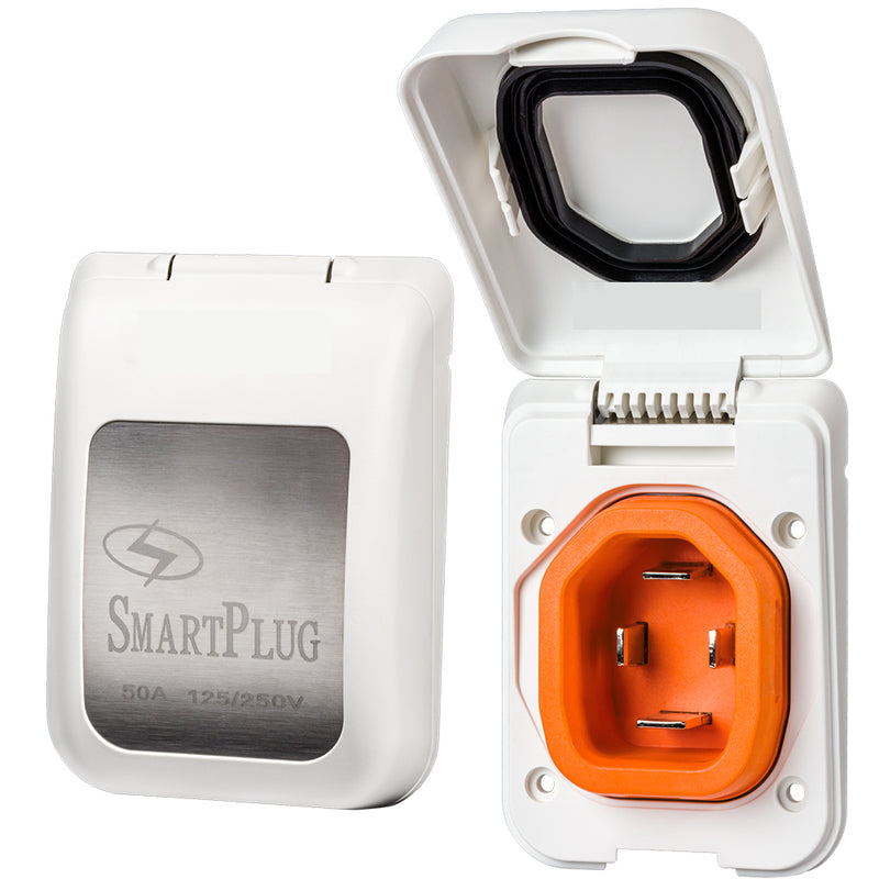 SmartPlug 50 Amp Non Metallic White Inlet - Boat & RV Side