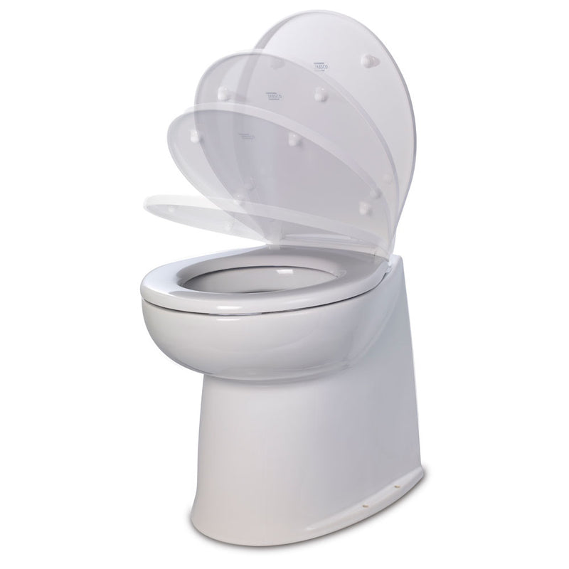 Jabsco 17" Deluxe Flush Raw Water Electric Toilet w-Soft Close Lid - 12V