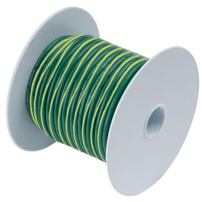 Ancor Green w-Yellow Stripe 10 AWG Tinned Copper Wire - 25'