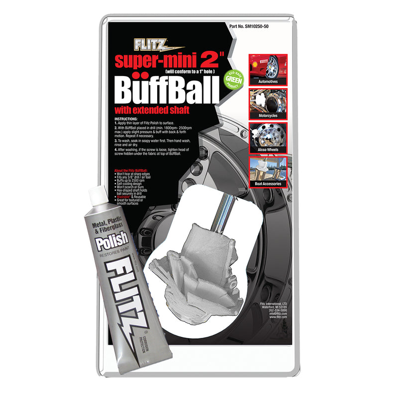 Flitz Buff Ball - Super Mini 2" - White w-1.76oz Tube Flitz Polish