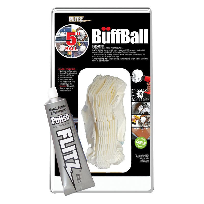 Flitz Buff Ball - Large 5" - White w-1.76oz Tube Flitz Polish