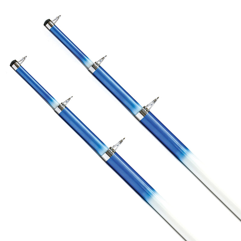 Tigress 15' Telescoping Fiberglass Outrigger Poles - 1-1-8" O.D. - White-Blue - Pair