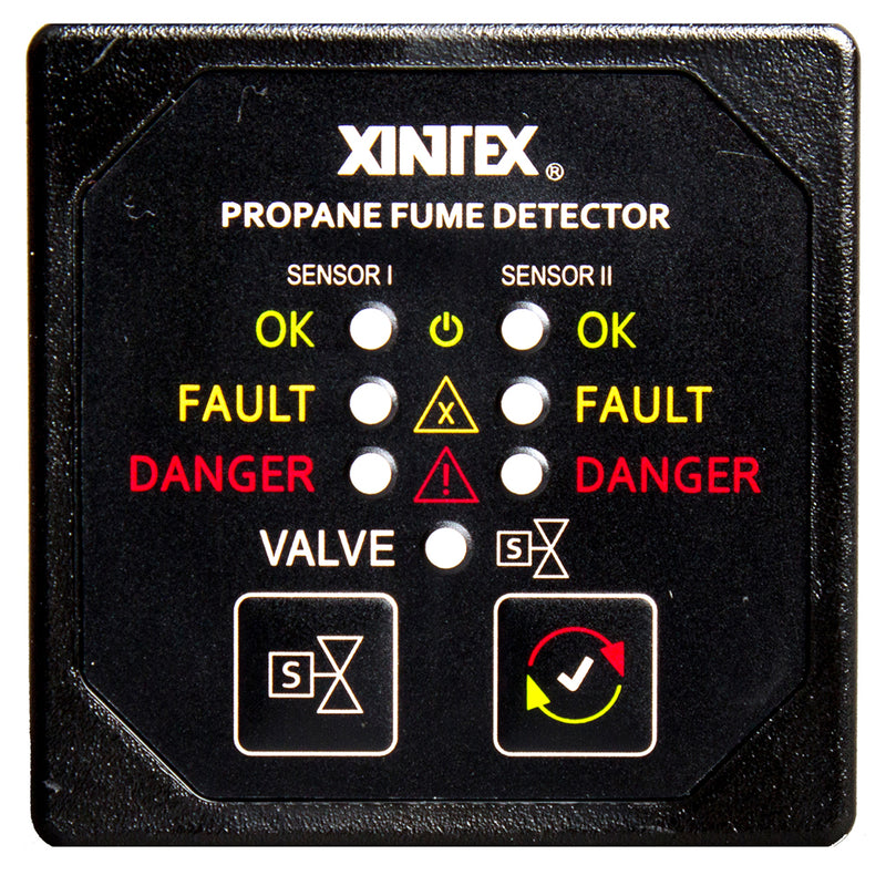 Xintex Propane Fume Detector & Alarm w-2 Plastic Sensors & Solenoid Valve - Square Black Bezel Display