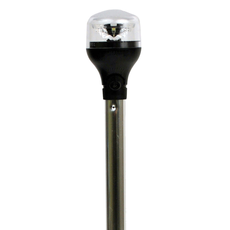 Attwood LightArmor Plug-In All-Around Light - 20" Aluminum Pole - Black Horizontal Composite Base w-Adapter