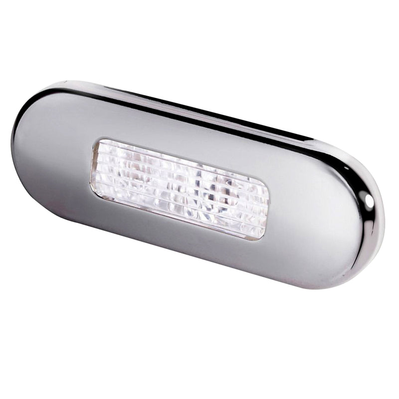 Hella Marine Surface Mount Oblong LED Courtesy Lamp - White LED - Stainless Steel Bezel