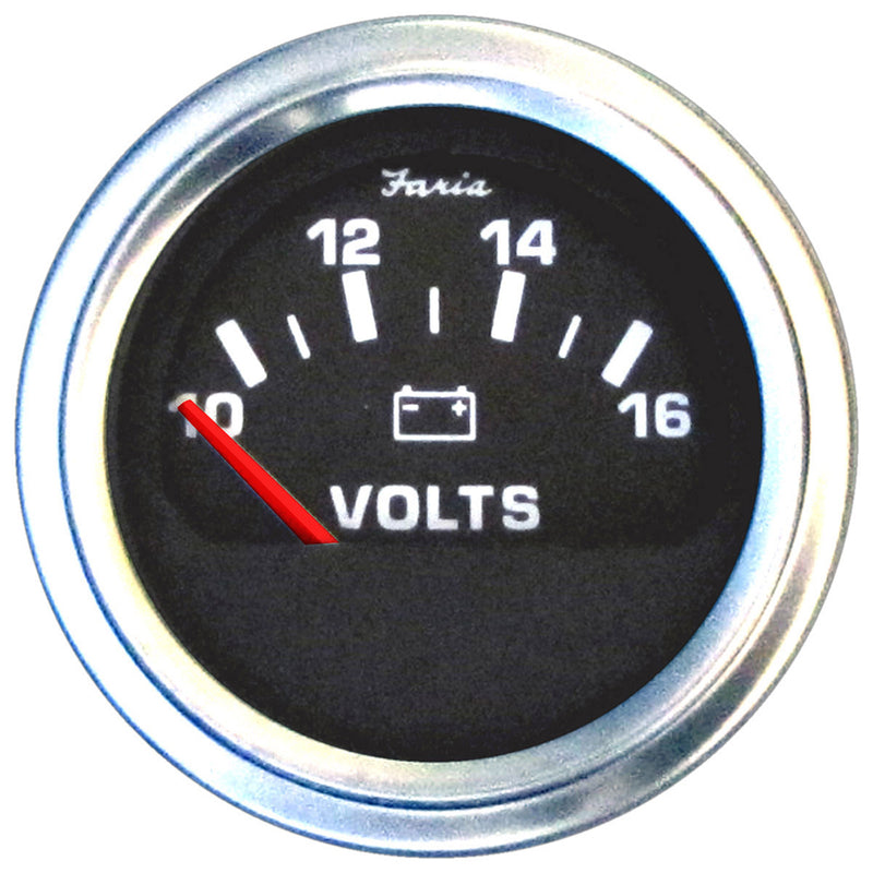 Faria 2" Heavy-Duty Voltmeter (10-16 VDC) - Black w-Stainless Steel Bezel