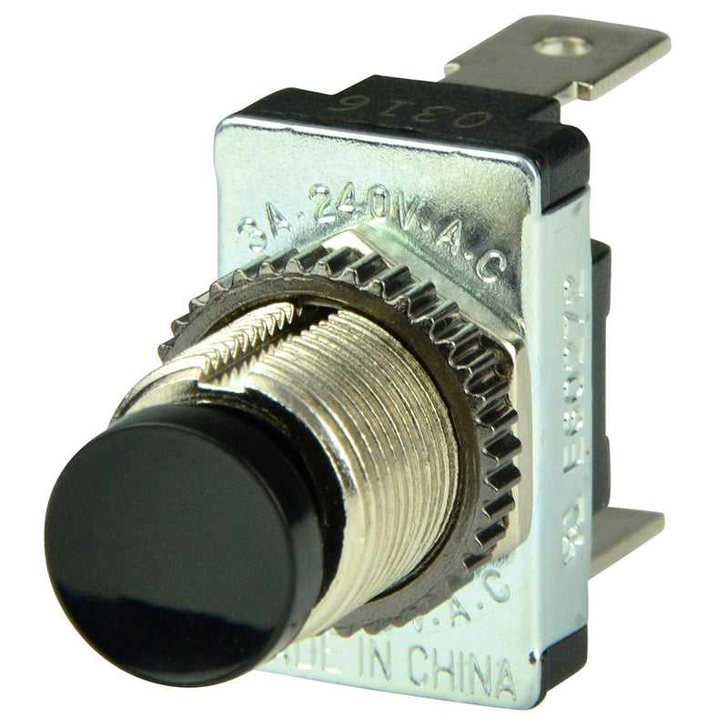 BEP Black SPST Momentary Contact Switch - OFF-(ON)