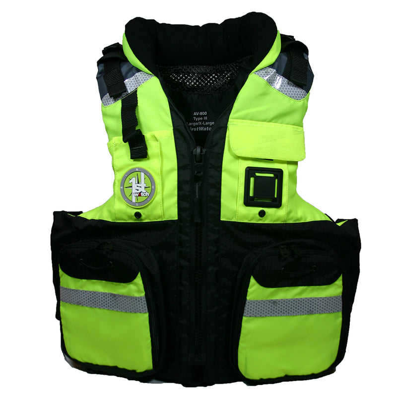 First Watch AV-800 Pro 4-Pocket Vest (USCG Type III) - Hi-Vis Yellow-Black - 2XL-3XL