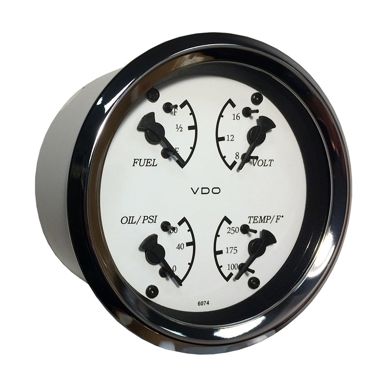 VDO Cockpit Marine 85mm (3-3-8") 4 in 1 Gauge - White Dial-Bezel