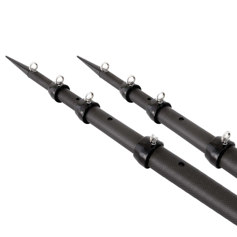 Tigress XD 3k Carbon Fiber Telescoping Outrigger Poles - 18 feet - Matte Black- Black - Pair