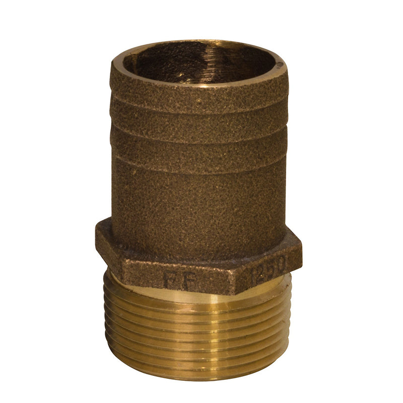 GROCO 1" NPT x 1-1-8" Bronze Full Flow Pipe to Hose Straight Fitting