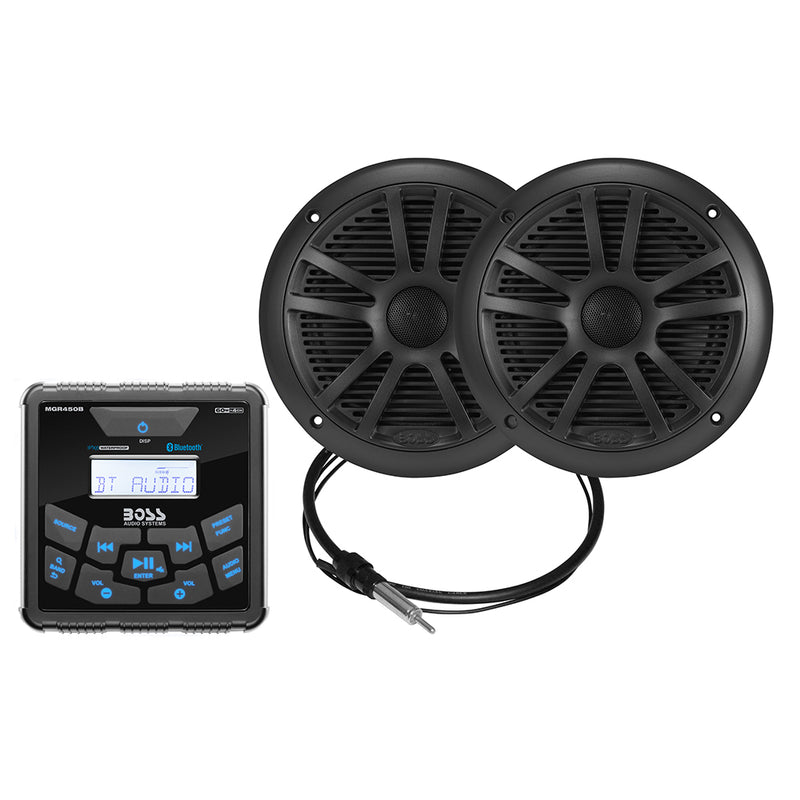 Boss Audio MCKGB450B.6 Marine Stereo & 6.5" Speaker Kit - Black