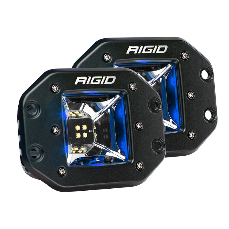 RIGID Industries Radiance Scene Lights - Flush Mount Pair - Black w-Blue LED Backlights