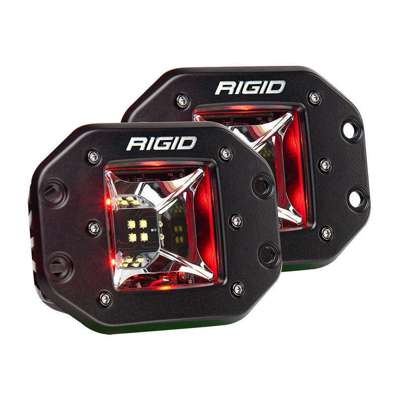 RIGID Industries Radiance Scene Lights - Flush Mount Pair - Black w-Red LED Backlights