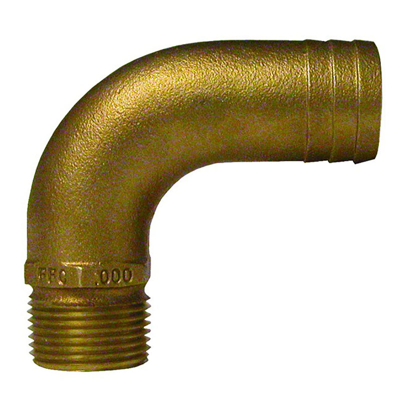 GROCO 1" NPT x 1-1-8" ID Bronze Full Flow 90° Elbow Pipe to Hose Fitting