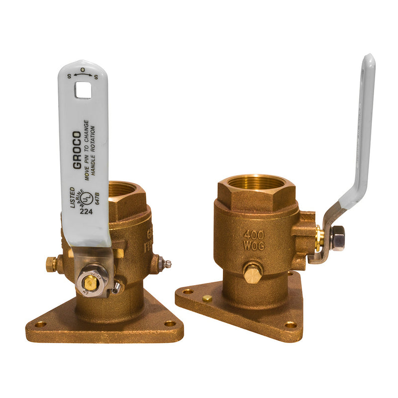 GROCO 1" Bronze Tri-Flanged Ball Valve-Seacock