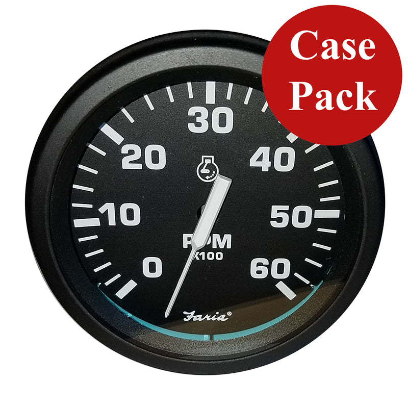 Faria 4" Heavy-Duty Tachometer (6000 RPM) Gas - Black *Bulk Case of 12*