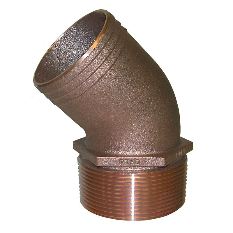 GROCO 1-1-2" NPT Bronze 45 Degree Pipe to 1-1-2" Hose