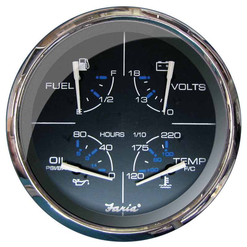 Faria 5" Multifunction Gauge Chesapeake Black w-Stainless Steel - Fuel, Oil (PSI), Water Temp & Voltmeter