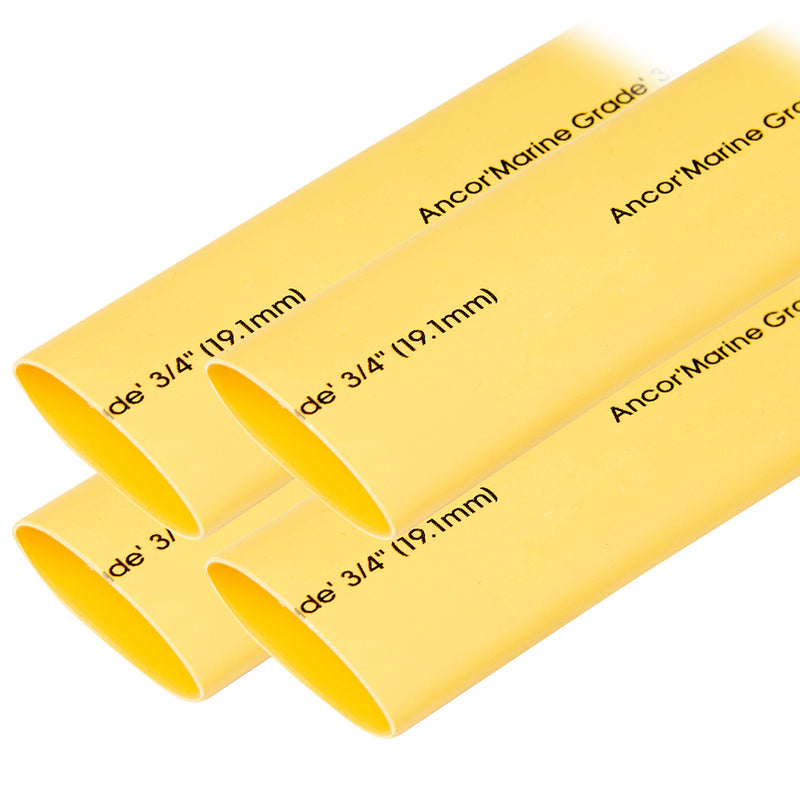 Ancor Heat Shrink Tubing 3-4" x 6" - Yellow - 4 Pieces