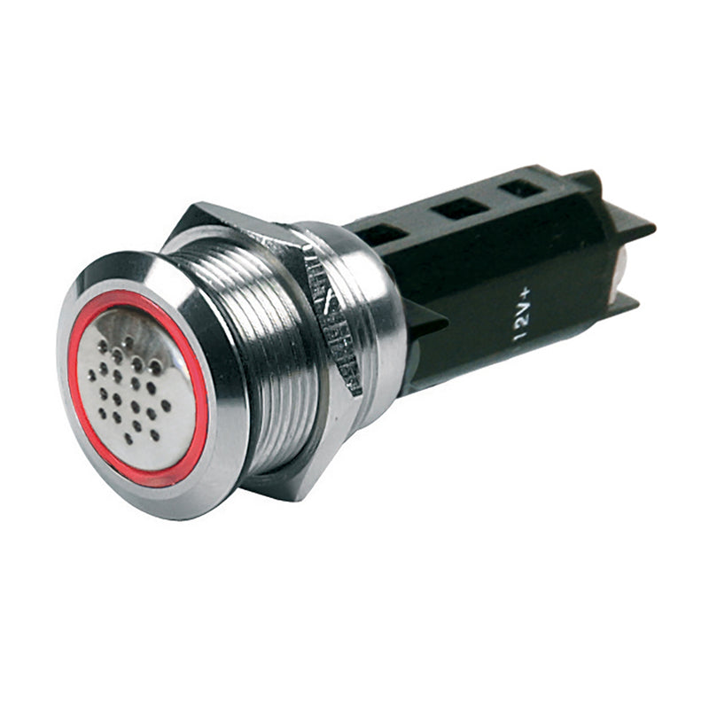 BEP 12V Buzzer w-Red LED Warning Light - Stainless Steel