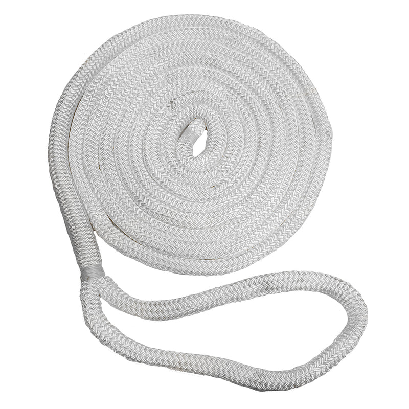 New England Ropes 3-8" x 15' Nylon Double Braid Dock Line - White