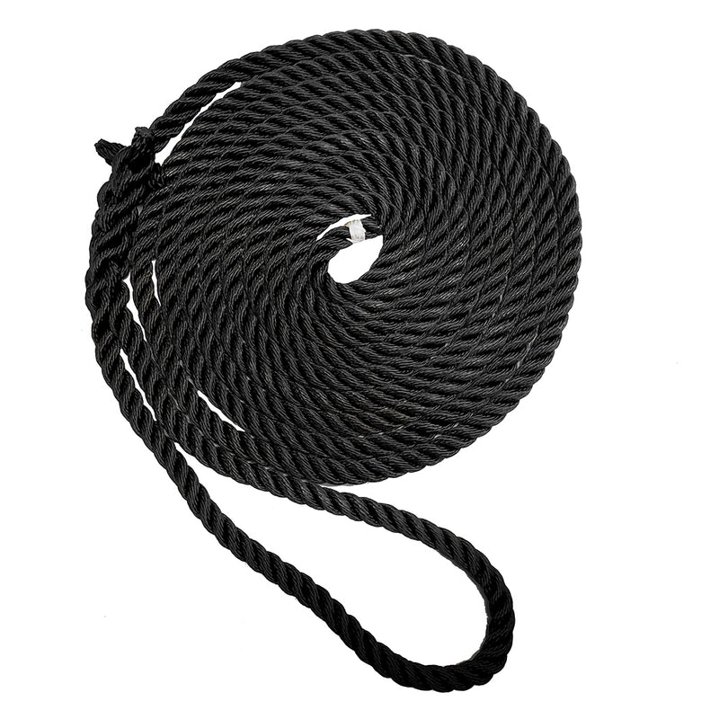 New England Ropes 3-8" X 15' Premium Nylon 3 Strand Dock Line - Black