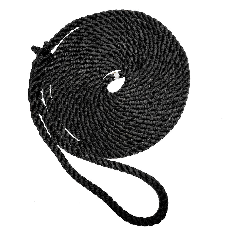 New England Ropes 1-2" X 35' Premium Nylon 3 Strand Dock Line - Black