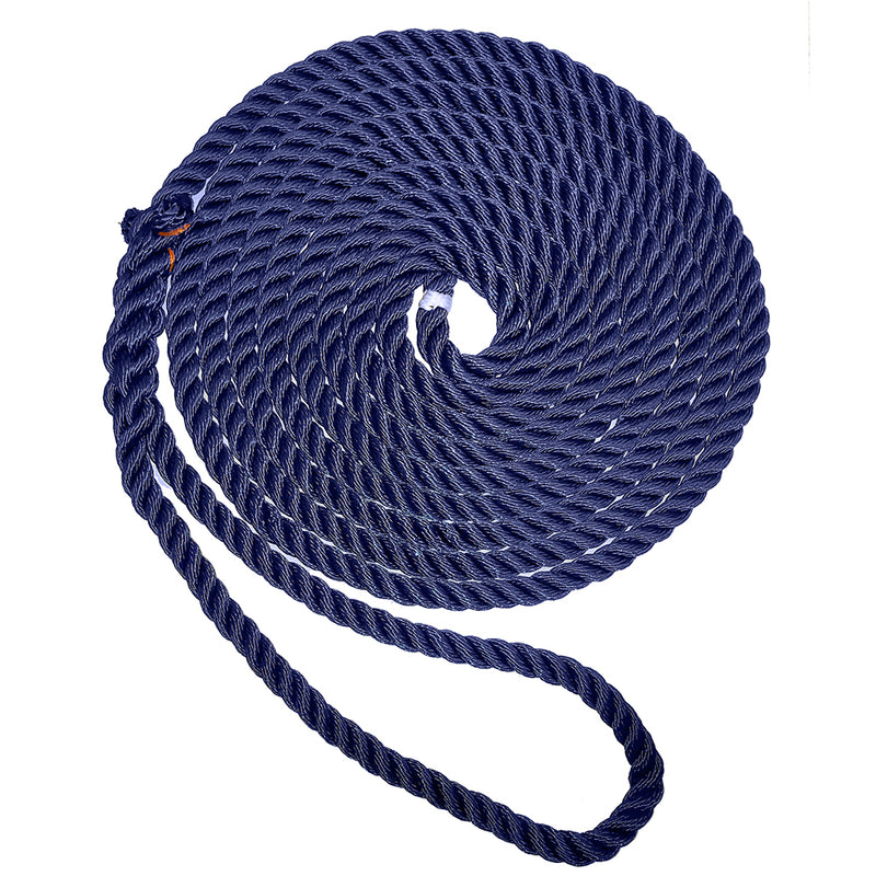 New England Ropes 1-2" X 15' Premium Nylon 3 Strand Dock Line - Navy Blue