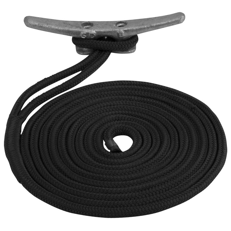 Sea-Dog Double Braided Nylon Dock Line - 3-8" x 15' - Black