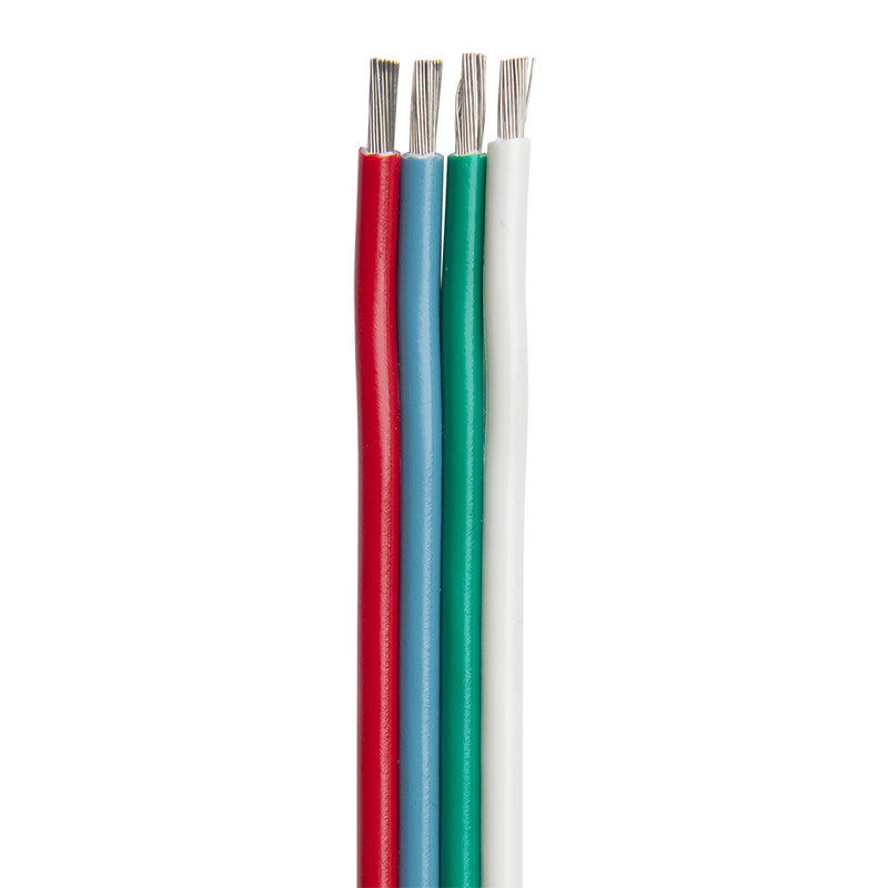 Ancor Flat Ribbon Bonded RGB Cable 16-4 AWG - Red, Light Blue, Green & White - 100'