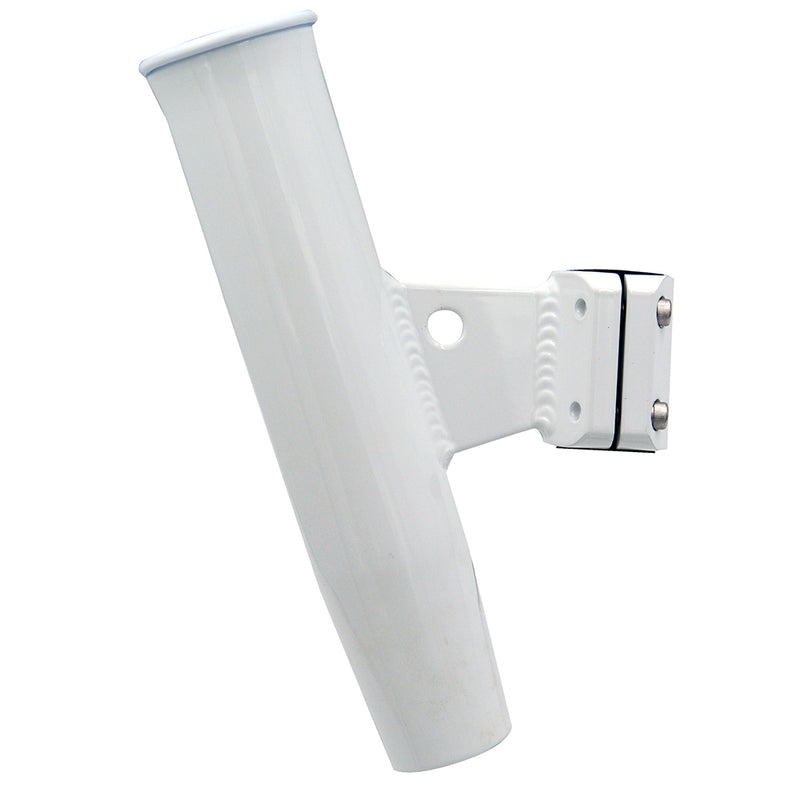 C.E. Smith Aluminum Vertical Clamp-On Rod Holder 1-5-16" OD White Powdercoat w-Sleeve