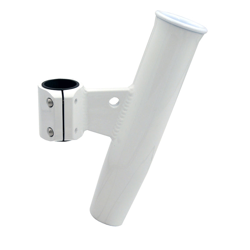 C.E. Smith Aluminum Vertical Clamp-On Rod Holder 1-2-3" OD White Powdercoat w-Sleeve