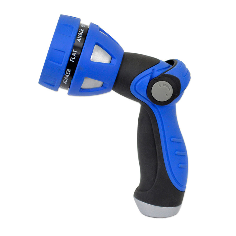 HoseCoil Thumb Lever Nozzle w-Metal Body & Nine Pattern Adjustable Spray Head