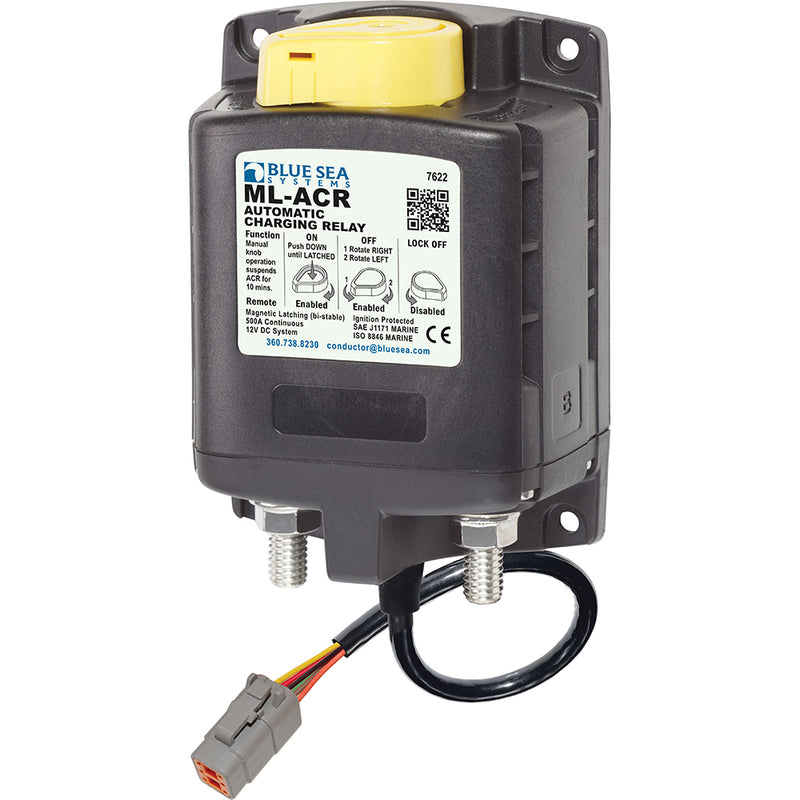 Blue Sea 7622100 ML ACR Charging Relay 12V 500A w-Manual Control & Deutsch Connector